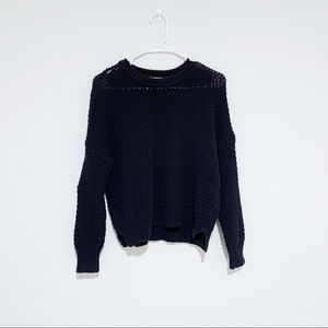 madewell waffle knit navy sweater crewneck